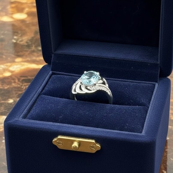 Amazon.com: Frayerr Bridal Wedding Rings Set for Women 1.50  1.5ct Blue Topaz Ring | Sterling Silver | Size 6.5 Elegant Gemstone Ring